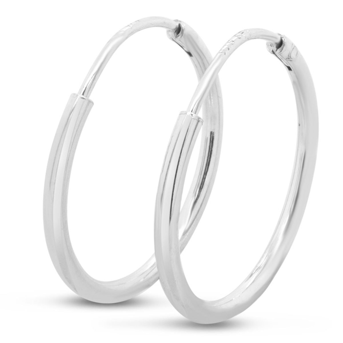 Endless Hoop Earrings in Sterling Silver (2 Sizes) - 16mm x 1.25mm Endless Hoops - Silver