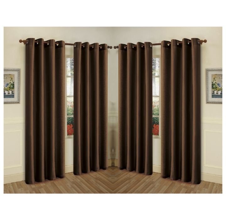 Semi-Sheer Faux Silk 84" Curtain Panels (4-Pack) - Coffee