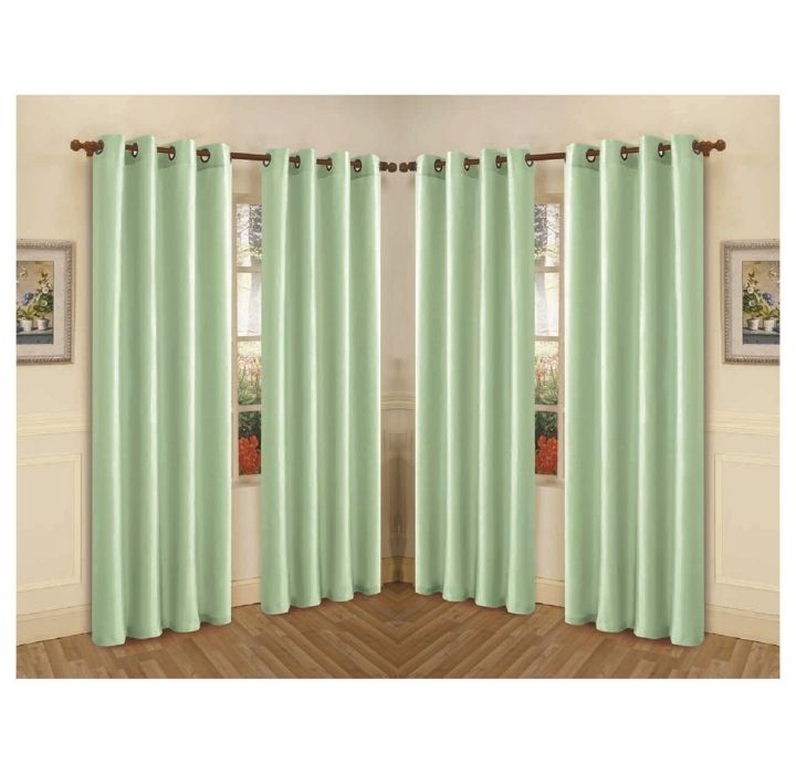 Semi-Sheer Faux Silk 84" Curtain Panels (4-Pack) - Mint
