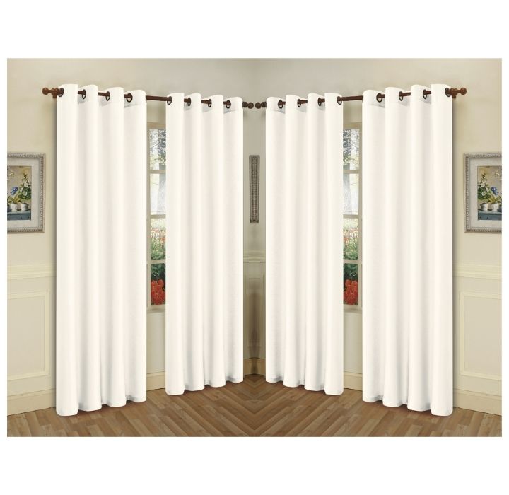 Semi-Sheer Faux Silk 84" Curtain Panels (4-Pack) - White