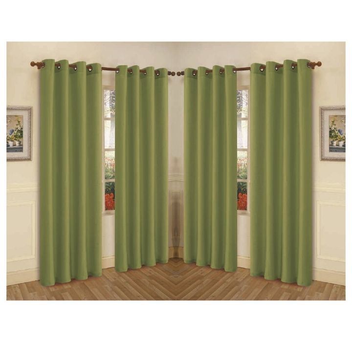 Semi-Sheer Faux Silk 84" Curtain Panels (4-Pack) - Green