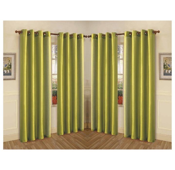Semi-Sheer Faux Silk 84" Curtain Panels (4-Pack) - Lime Green