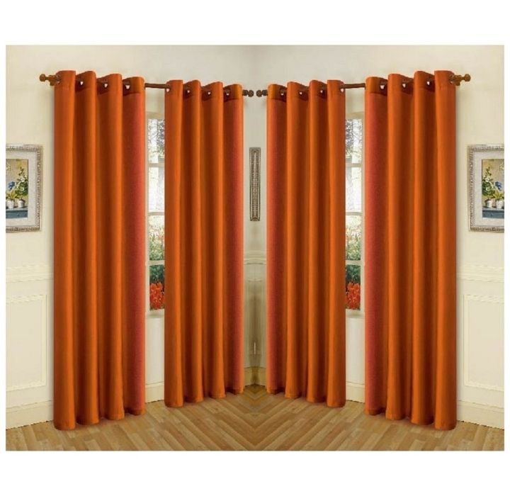 Semi-Sheer Faux Silk 84" Curtain Panels (4-Pack) - Brick