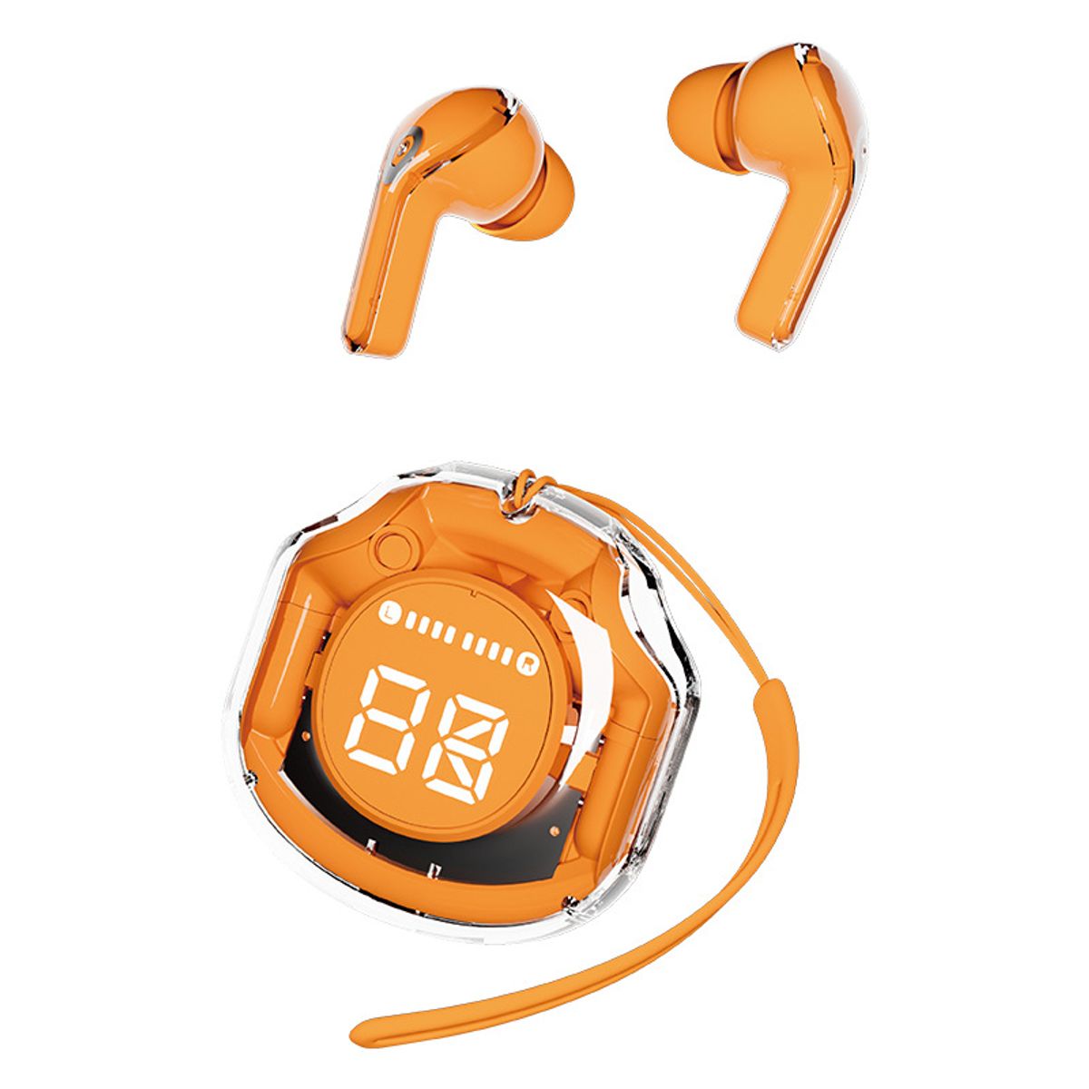 Bits N Bytes Wireless Earbuds with Charging Case - Orange