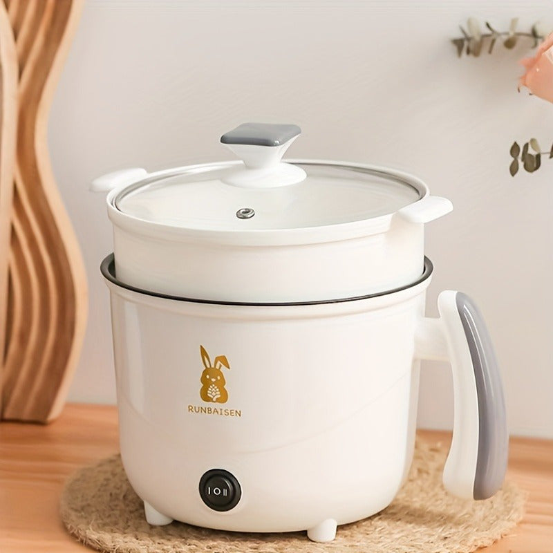 TEMU 2l Plug Electric Hot Pot, Multi-functional Electric Frying Pan Ramen Cookware. 1-3 Person Portable Mini Electric Hot Pot With Steamer, Stir-fry-