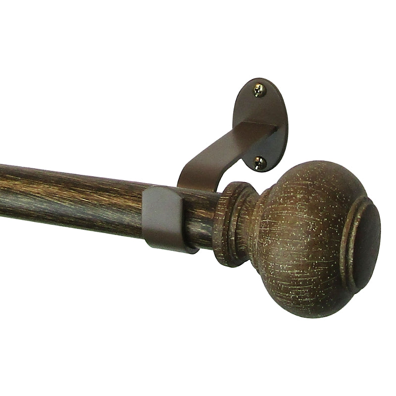 Elrene Home Fashions Rhinebeck Adjustable Curtain Rod with Faux Wood Ball Finials, 86-120