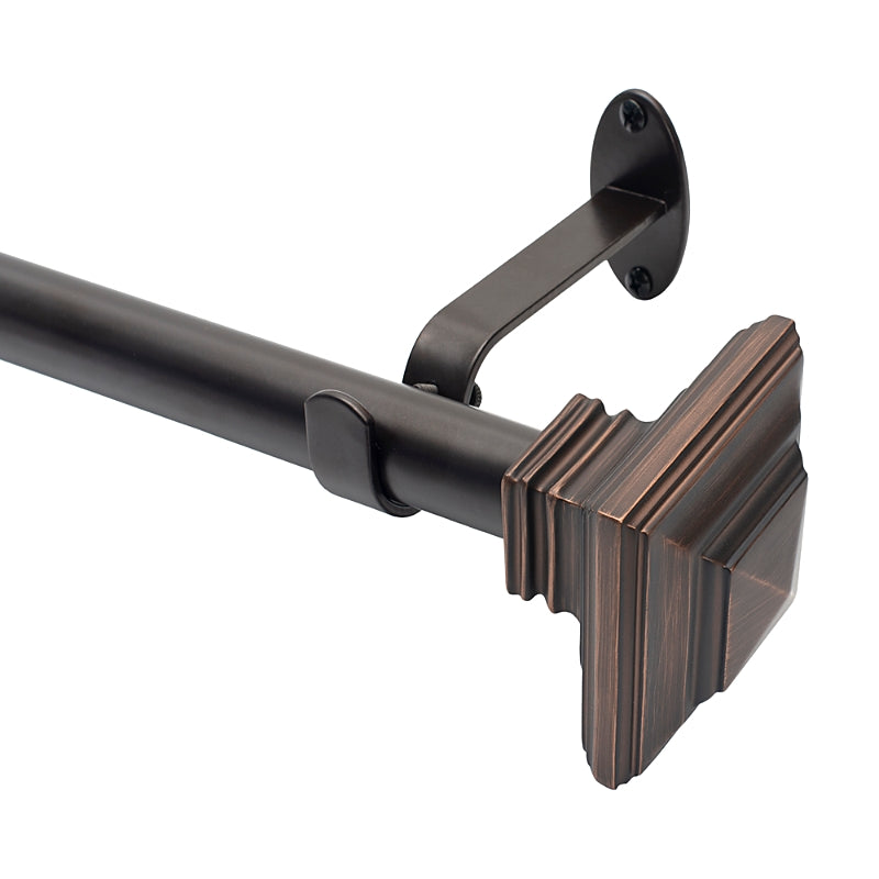 Elrene Home Fashions Florence Adjustable Curtain Rod with Square Finials, 86-120