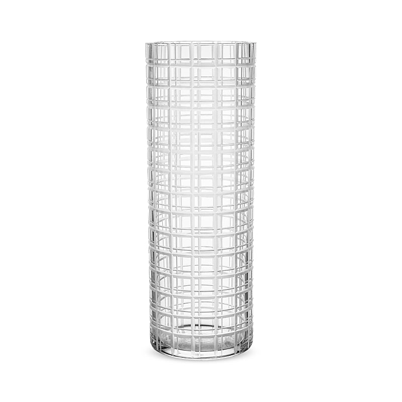Orrefors Cut In Number Checker Vase, Large