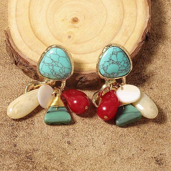 Boucles d'oreilles pendantes en alliage de plastique triangulaire