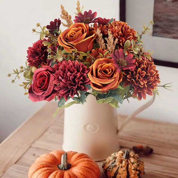 1PC Artificial Flowers Cheap New Years Decoration Wedding Garden Peony Arch Christmas Home Fake Silk Rose Hydrangeas Vase for Y240801