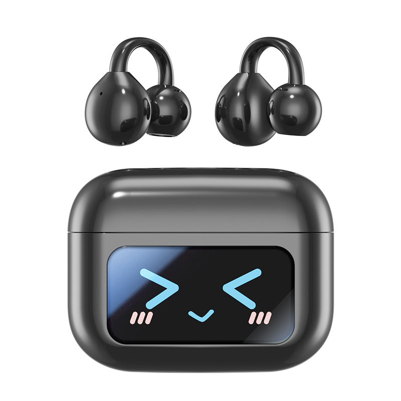 M100 Wireless Bluetooth Earset with LED Display, Clip-On Ear Headphones, 30H Playtime, Lightweight Stereo Sound, Noise Reduction for Sports-Running