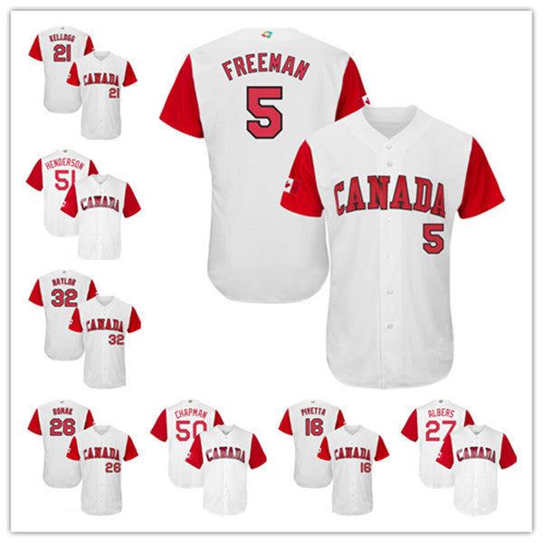 Team Canada 2017 World Baseball Classic Jerseys JOEY VOTTO FREDDIE FREEMAN Josh Naylor Scott Mathieson Shane Dawson Ryan Kellogg Nick Pivetta Jim He