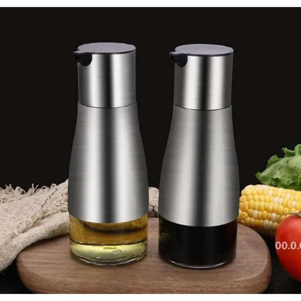 Stainless Steel Glass Olive Oil Dispenser, Vinegar And Soy Sauce Bottle Controllable No Drip Design 11Oz-320Ml 245Q 0523
