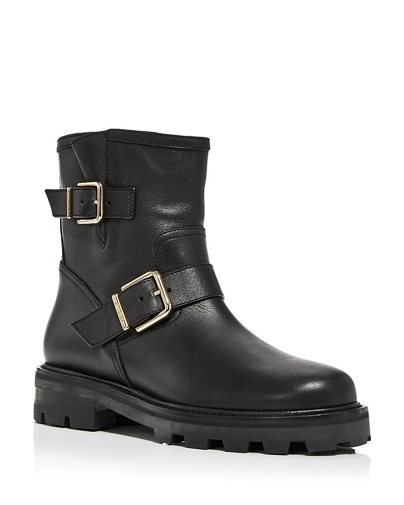Jimmy Choo Women's Youth Ii Double Buckle Moto Boots