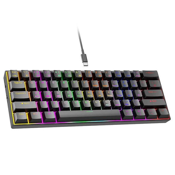 Keyboards Cx23 Mini Wired and Wireless Mechanical Keyboard Real RGB Backlit Custom 61 Keys 60% Gaming Mechanical Keyboards y240910