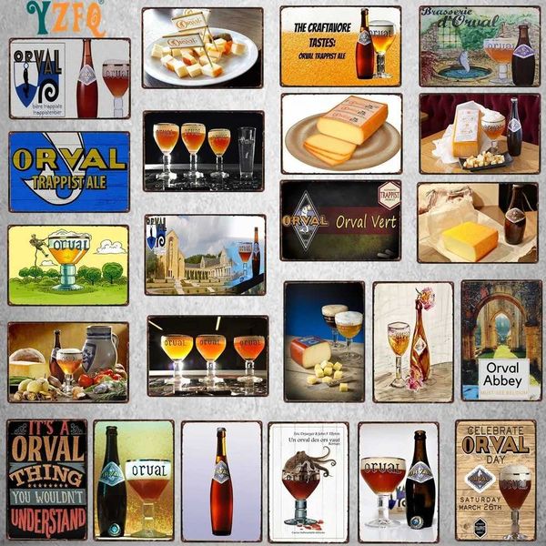 Belgian beer Orval metal tin logo retro Shabby Chi board for wall bar home bar art kitchen coffee decoration 30X20CM DU-8523B X241113