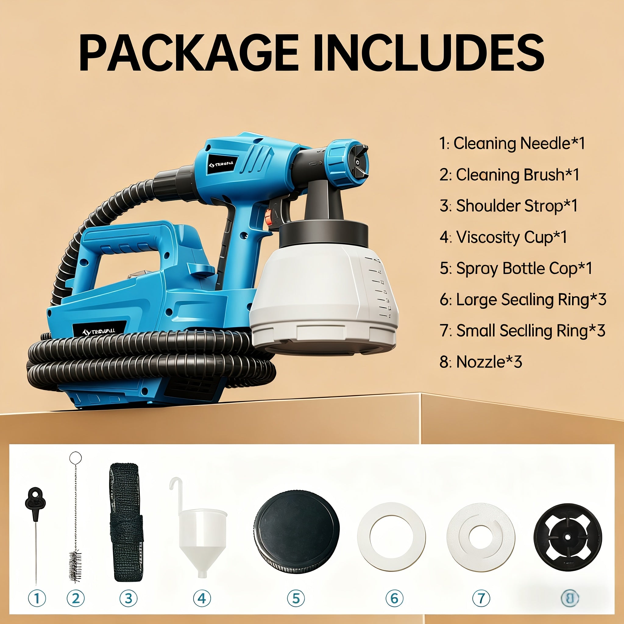 TEMU Tilswall 800w Hvlp With 3 Nozzle Sizes & 3 Spray Patterns, 1300ml Detachable Container, Adjustable - High Spray Gun For Furniture, Cabinets,