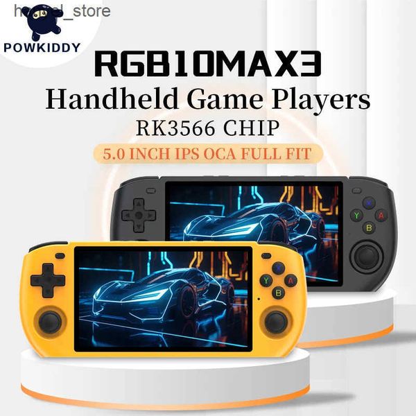 Portable Game Players Powkiddy RGB10MAX3 portable high-definition video game player 5-inch 2024 new retro handheld game console L240910