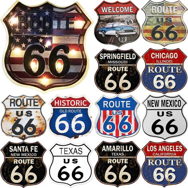 Route 66 Signs Vintage Road Metl Tin Signs Room Decor High Way Metal Tin Poster for Home Cafes BarsHotel Garage Wall DecorationsXJ250116