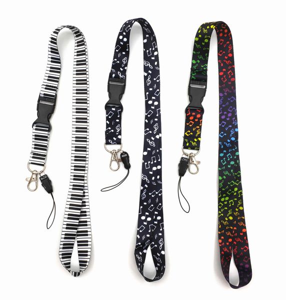 10pcs 3 Style Musical Note Piano Keyboard Neck Strap Lanyards for Key ID Card Phone Straps USB Badge Holder Hanging Rope Lariat Lanyard D02