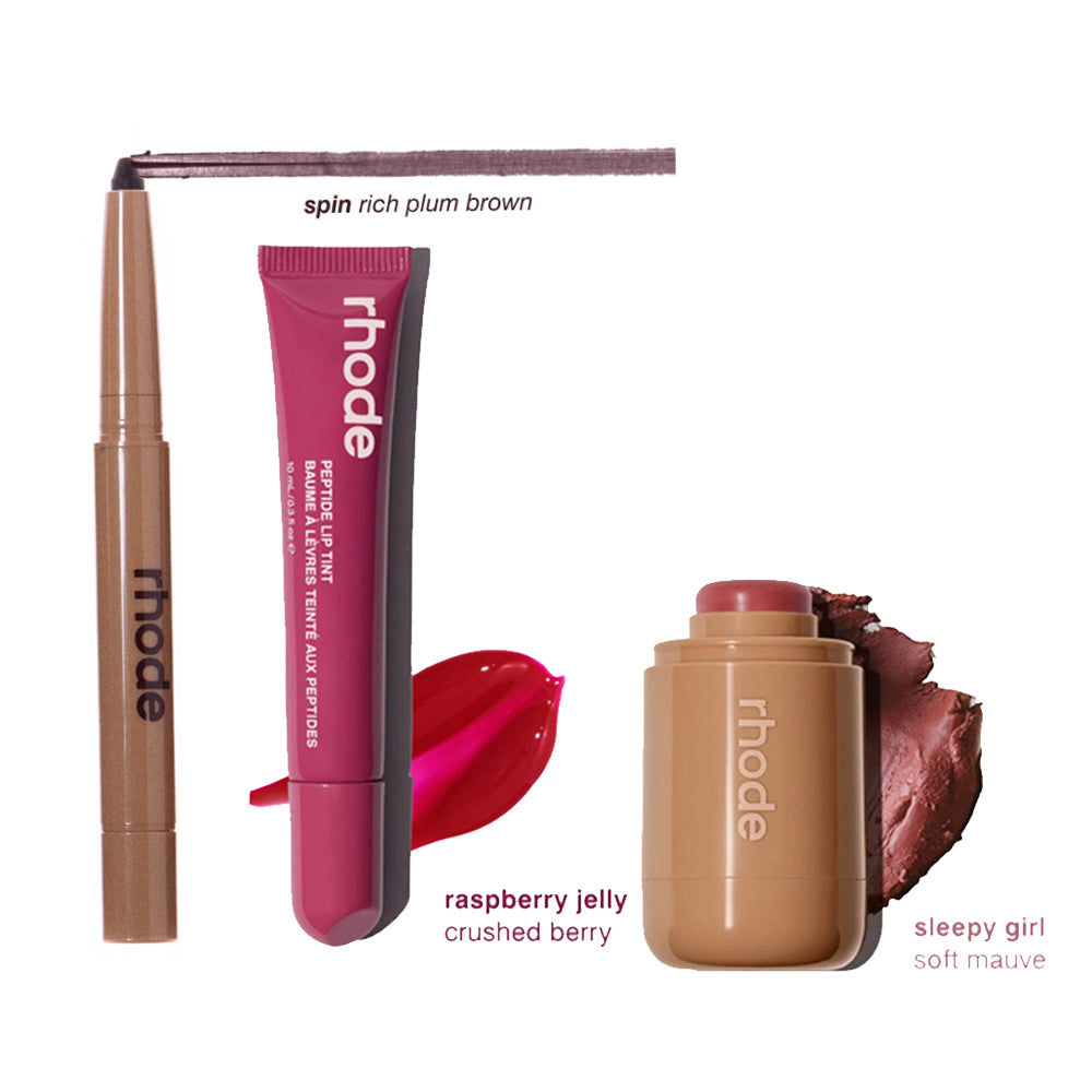 Rhode Makeup Lip Gloss 3 pieces Lip Blush Pencils Plumper Liquid Lipstick Toast Espresso Raspberry Jelly Bean Lipbalm Moisturize Shiny Glitter Beaut
