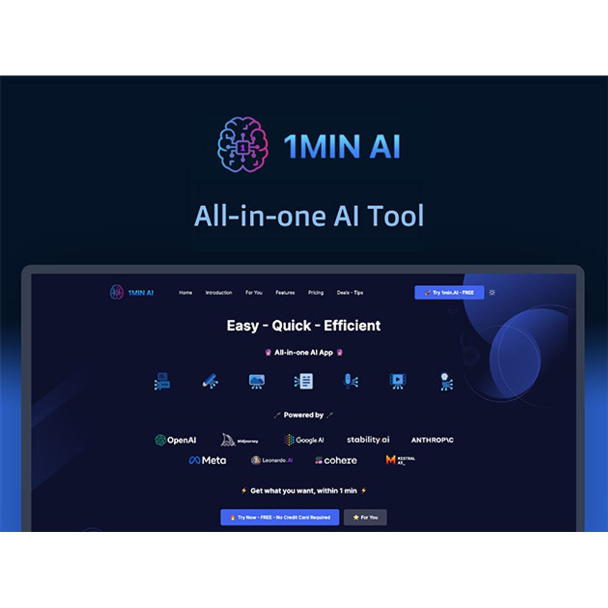 1minAI All-in-One AI Program - Lifetime Subscription [Digital Delivery] - DIGITAL-1MINAI-BIZ-LIFE