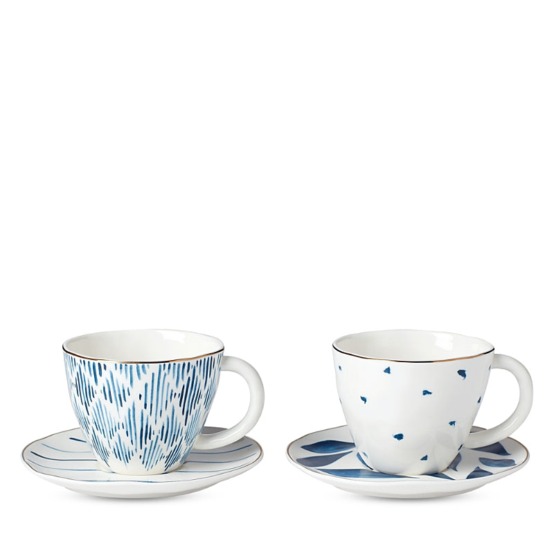 Lenox Blue Bay 4 Piece Teacup & Saucer Set