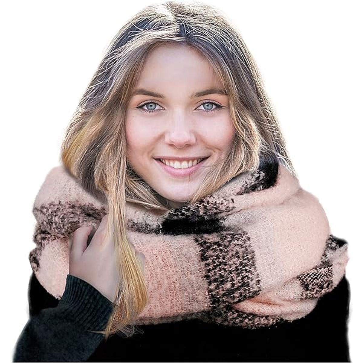 Women's Pashmina Plaid Blanket Scarves - Women Scarf Shawls and Wraps Pink
