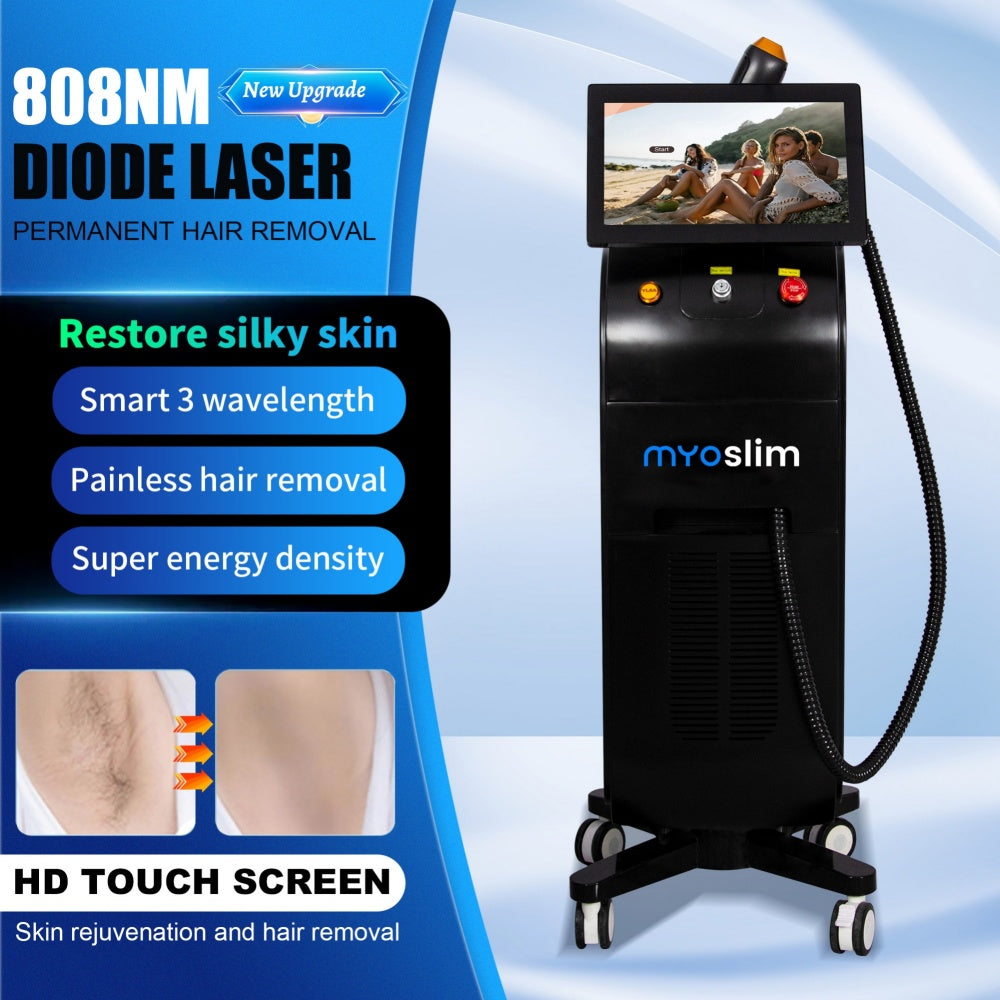 808 755 1064nm Diode Laser Hair Removal Machine Ice Titanium Triple Wave Permanent Epilator Device