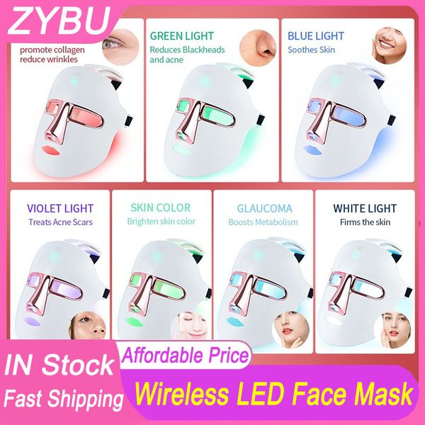 Wireless LED Mask Red Light Therapy Face Facial Mask Device 7 Colors Mask for Beauty PDT Phototherapy Anti Aging Acne Treatment Skin Rejuven