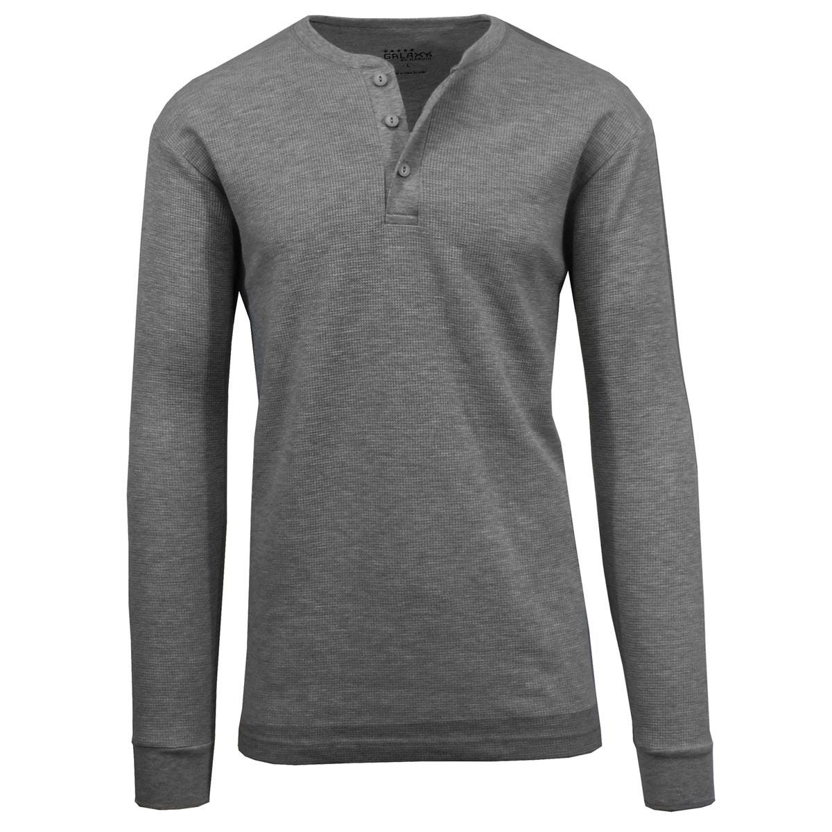 Men's Long Sleeve Henley Thermal Shirts (1 or 2-Pack) - Large - Charcoal
