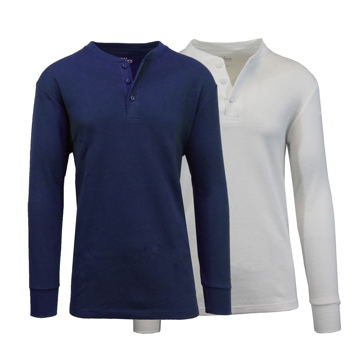 Men's Long Sleeve Henley Thermal Shirts (1 or 2-Pack) - 2X-Large - Navy + White
