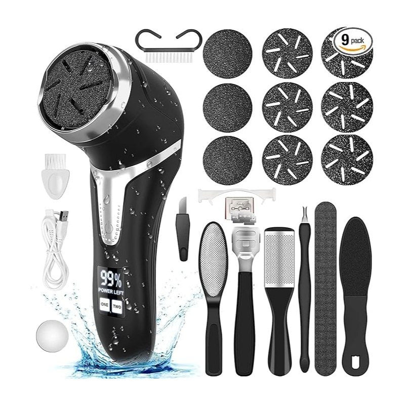 TEMU Electric Callus Remover For Feet With Rechargeable Lcd Display, Dander Vacuum Cleaner, And 11pcs Pedicure Kit Foot File Callus Remover Plastic