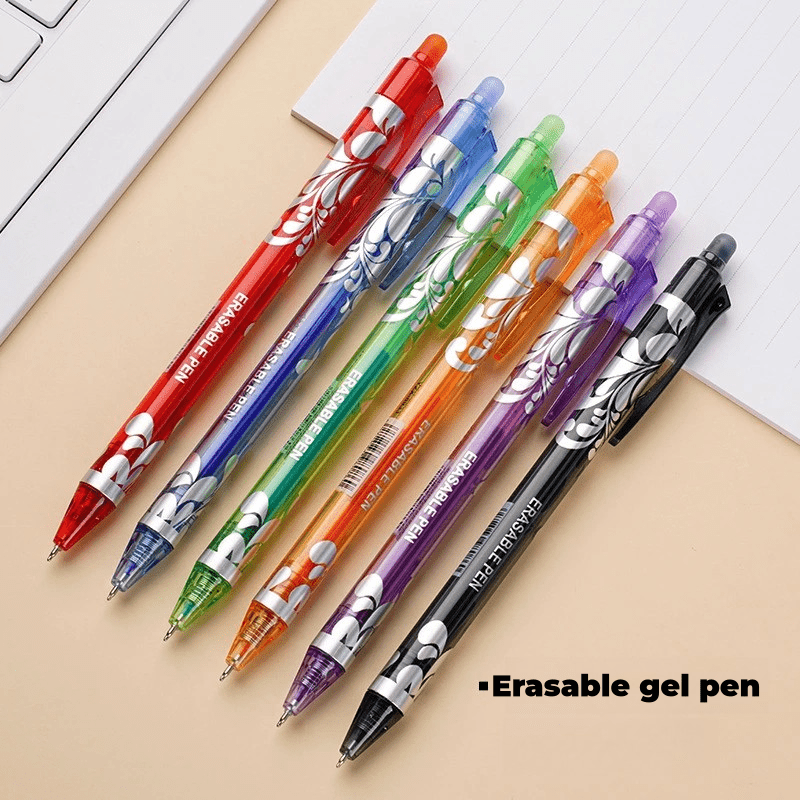 TEMU 6-pack Magic Erasable Gel Pens - 0.5mm Washable Ink For School & Office Supplies | No Leakage, 6 Vibrant Colors & Smooth Writing Pens (6pcs Set)