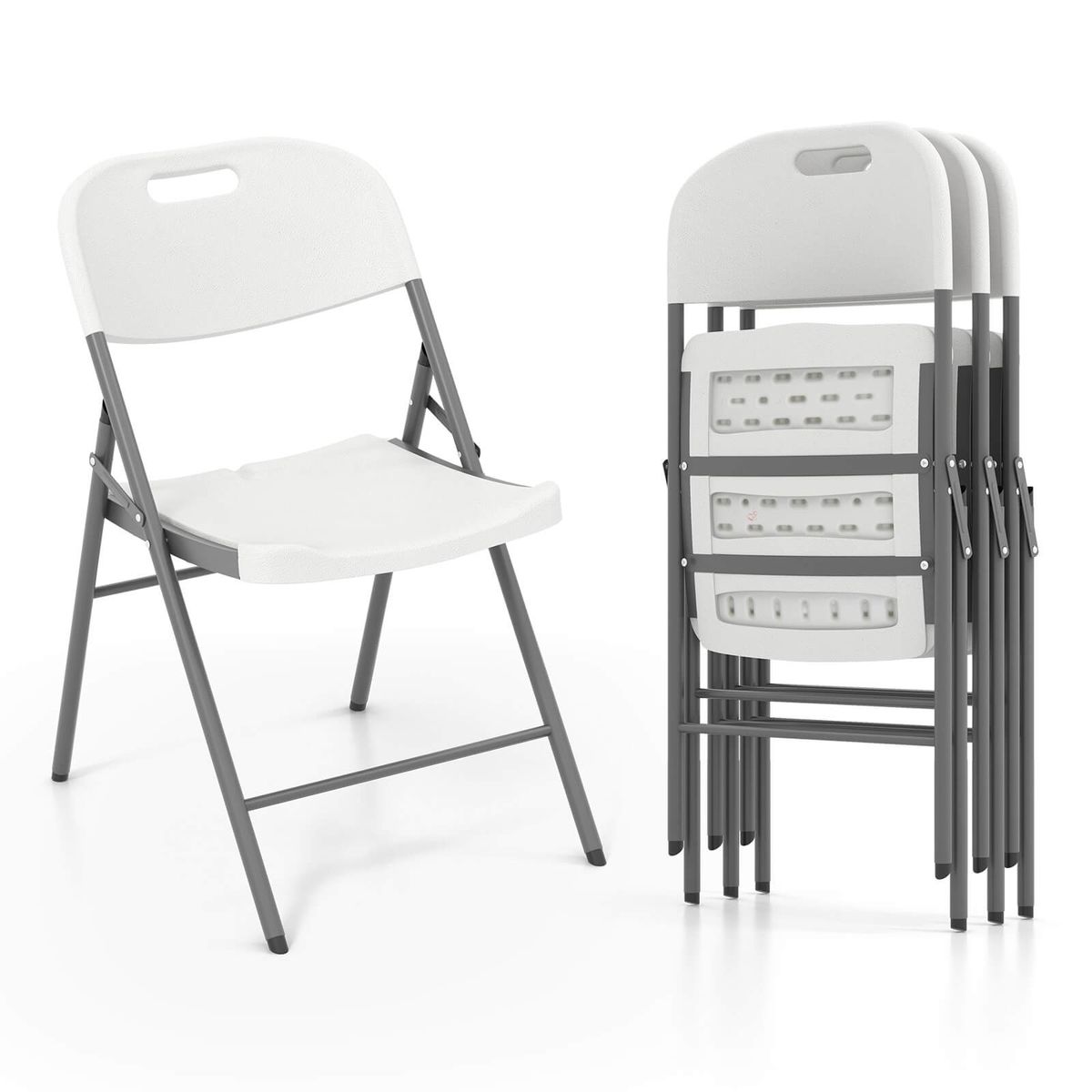 Folding Stackable Chair with Metal Frame & Carrying Handle (4 to 12-Pack) - Folding Chairs -4
