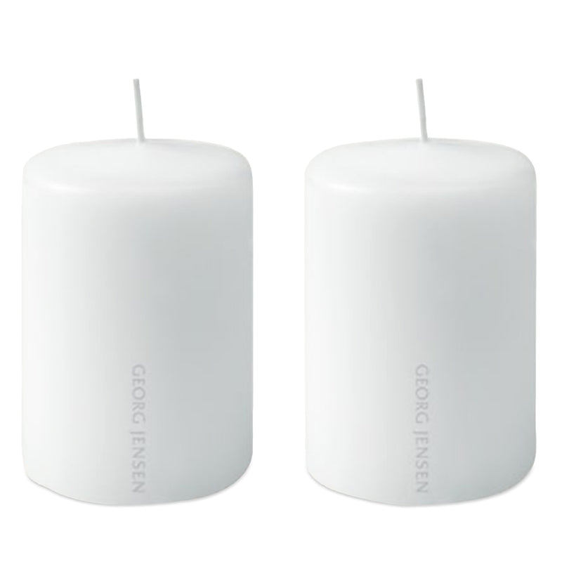Georg Jensen Plain White 8.48 oz. Candles, Set of 2