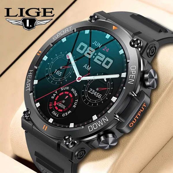LIGE Military 1.39-inch BT Call Smart Watch Mens Sports Fitness Tracker Heart Monitor 400mAh Android iOS Smart Watch T241213