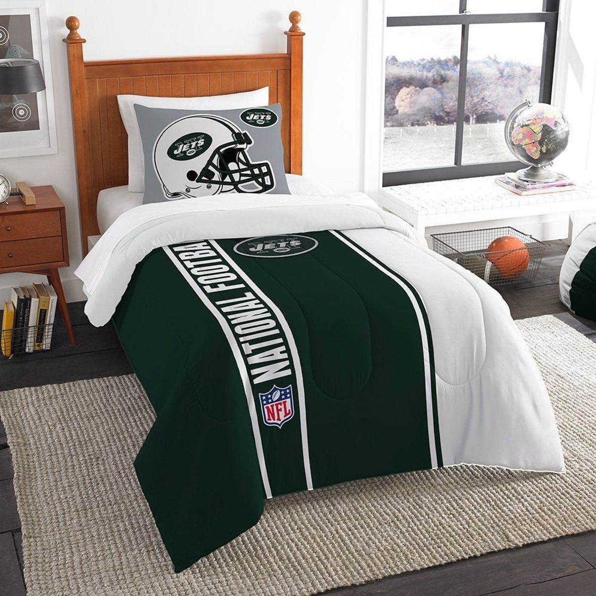 MLB & NFL Sham & Comforter Bedding Set (Twin or Full) - Northwest NFL New York Jets Sham & Twin Comforter Bedding Set