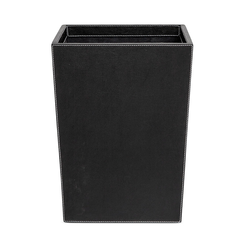 Pigeon & Poodle Larne Black Rectangular Full Grain Leather Wastebasket