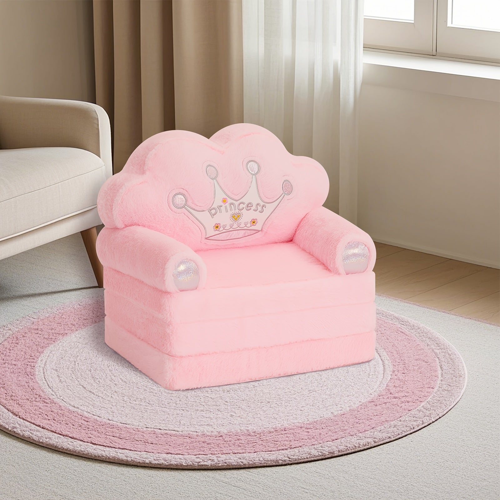 TEMU Princess Chair With , Foldable Pink Toddler Sofa 1-3, Hd Foam 15.1x19.7x2.4in 4.4lbsoffice Productsoffice Furniture & Lightingchairs & Sofas