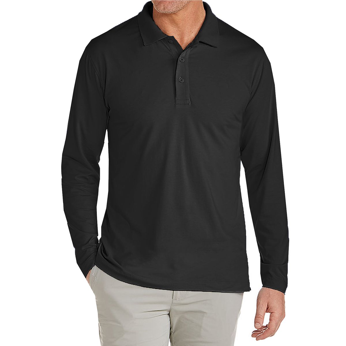 Men's Modern Fit Long Sleeve Collared Shirt (1 to 4-Pack) - JLPQ - BK - XL