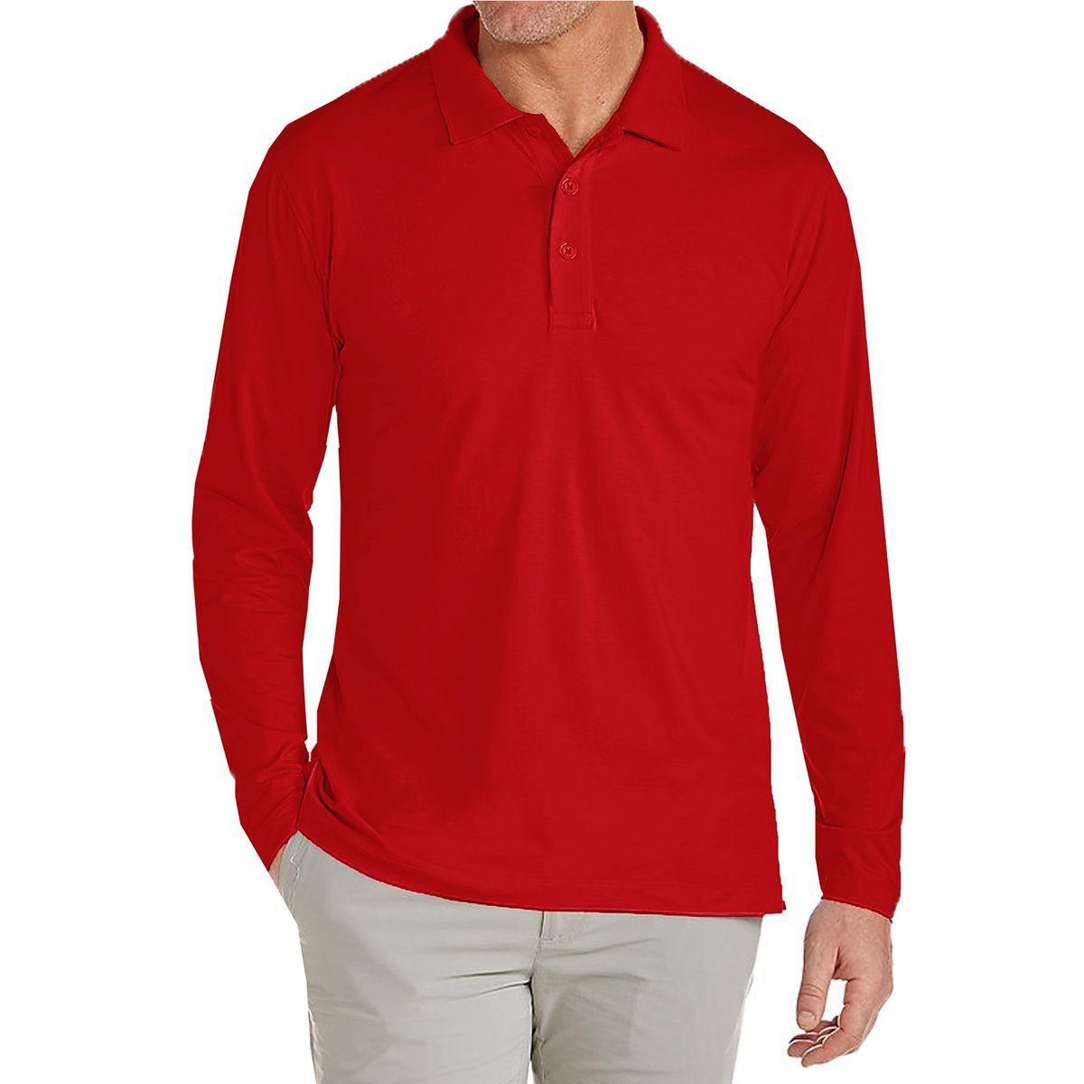 Men's Modern Fit Long Sleeve Collared Shirt (1 to 4-Pack) - JLPQ - RD - L