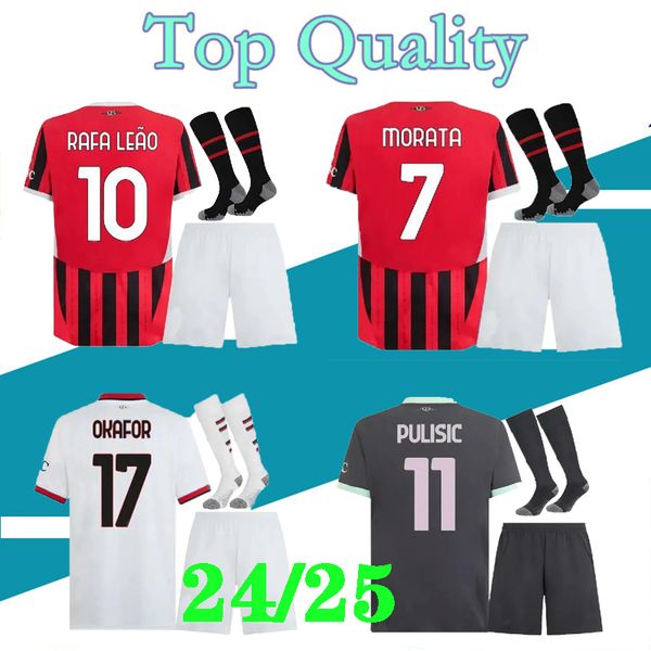 24 25 PULISIC TONALI Adult soccer jerseys 2024 2025 REBIC THEO REIJNDERS RAFA LEAO A C football shirts s MORATA men kids kit Uniforms