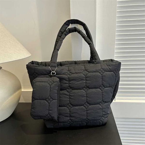 Warm 2-piece inflatable handbag winter shopping bag with coin pocket zipper homeless bag Y241107