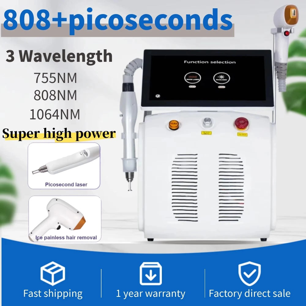 2 in1 Diode Laser and Picosecond Laser 3 wavelength 808nm Diode Laser Hair Removal Tattoo Removal Machine Multifunctional Beauty Device