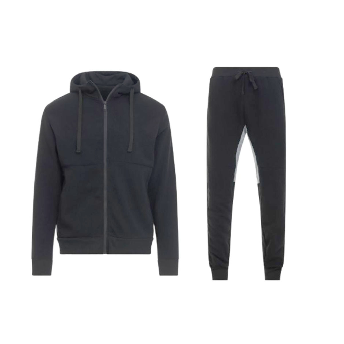 Men's Tech Fleece-Lined Full-Zip Hoodie and Jogger Activewear Set - Black- Medium