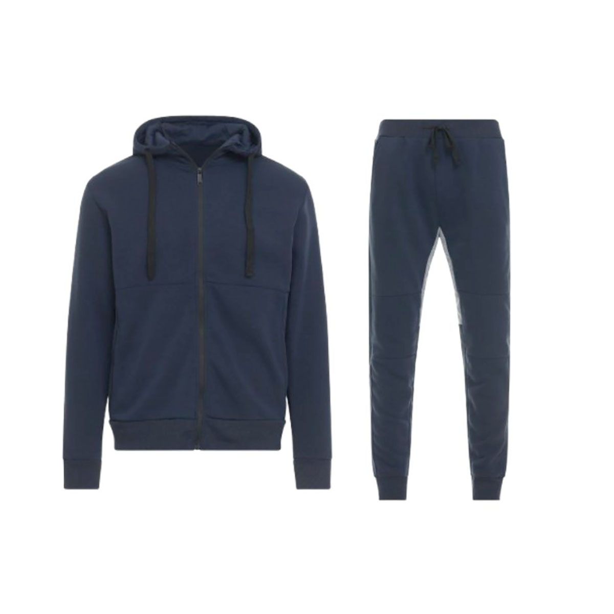 Men's Tech Fleece-Lined Full-Zip Hoodie and Jogger Activewear Set - Navy- Small
