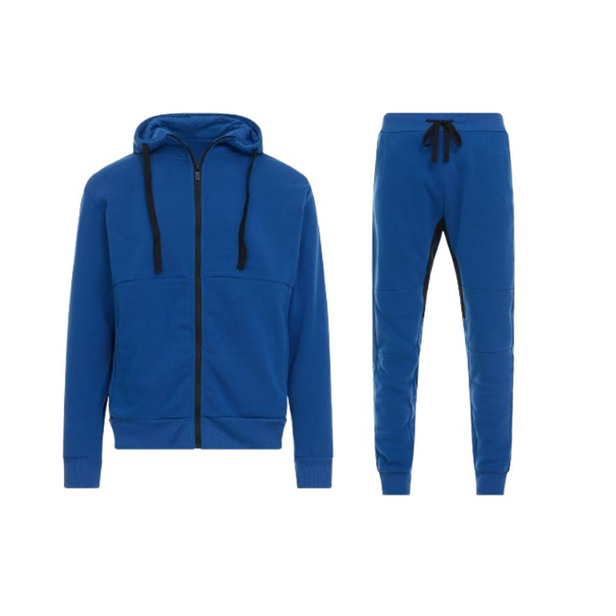 Men's Tech Fleece-Lined Full-Zip Hoodie and Jogger Activewear Set - Royal Blue- X-Large