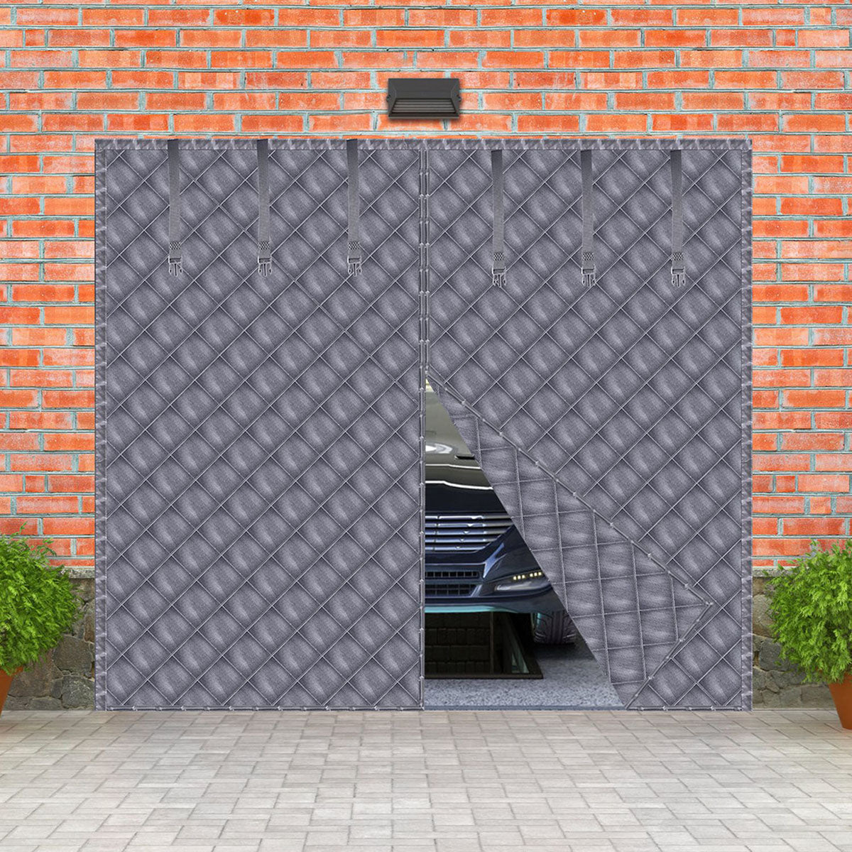Magnetic Garage Door Curtain, 8' x 7' - NewHome 8*7FT Garage Door Curtain GRY