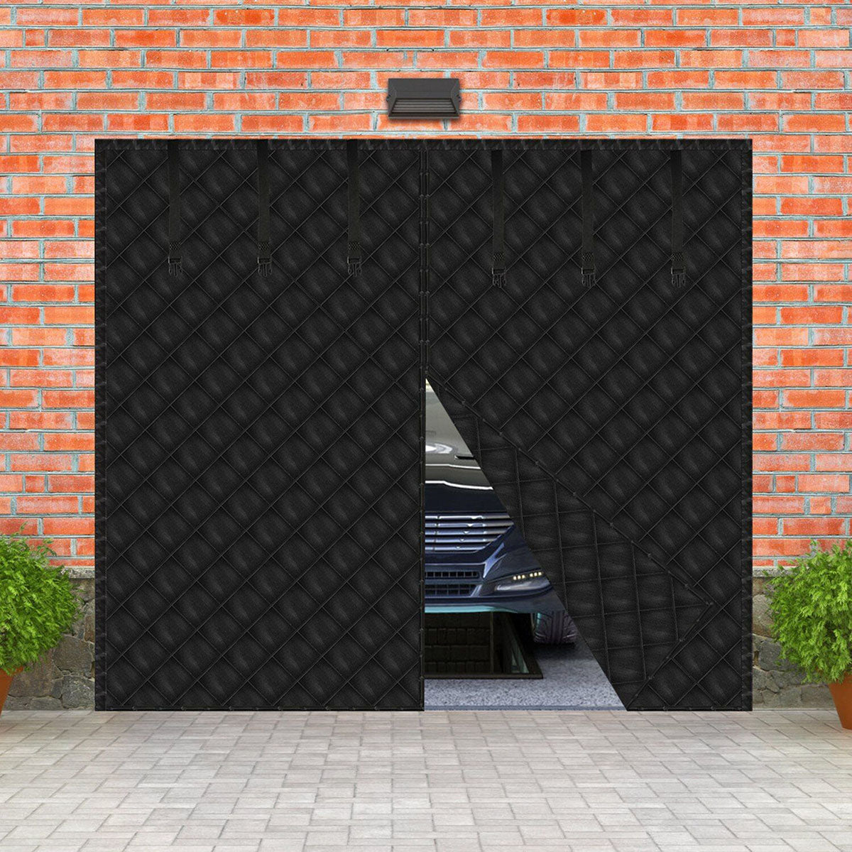 Magnetic Garage Door Curtain, 8' x 7' - NewHome 8*7FT Garage Door Curtain BLK